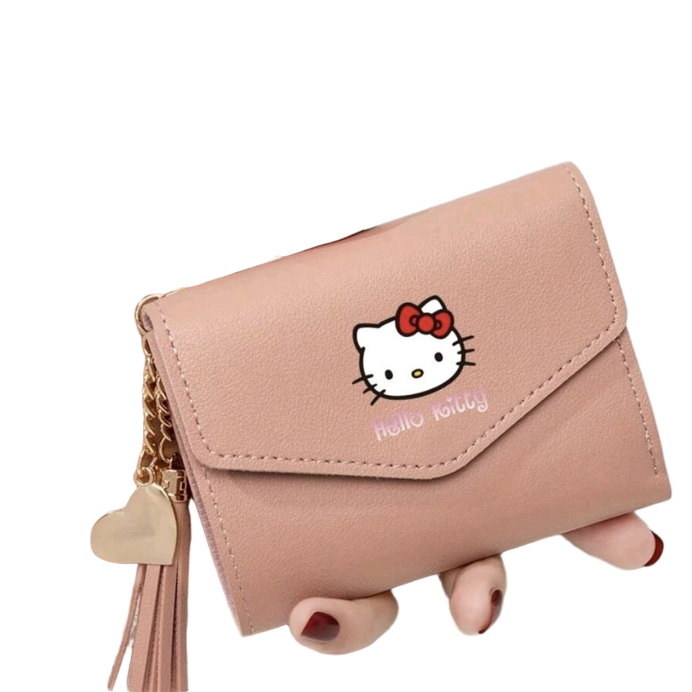 Sanrio Hello Kitty Pink Trifold Wallet with Gold Charm